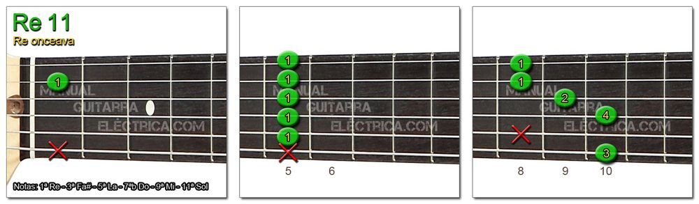 Acorde Guitarra Re 11 - D 11