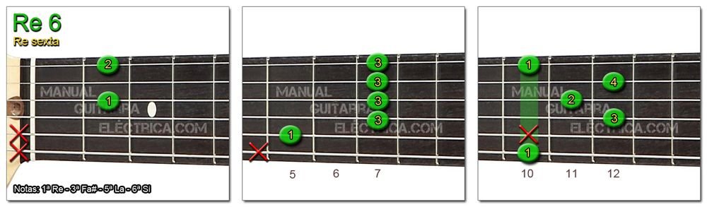 Acordes Guitarra Re Sexta - D 6