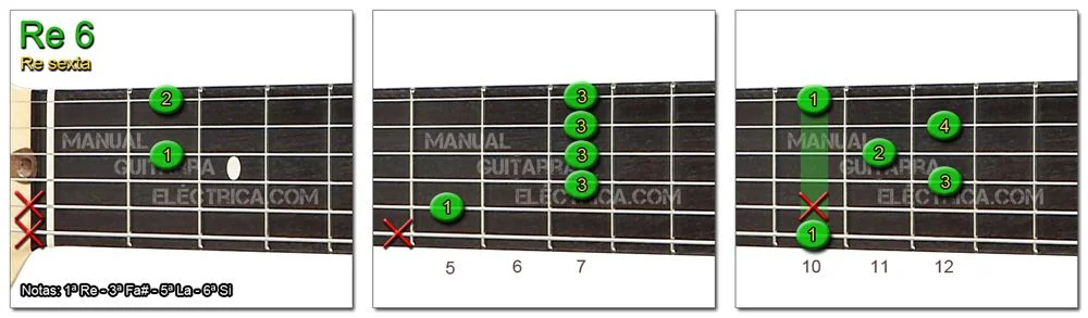 Acorde Guitarra Re 6 - D 6