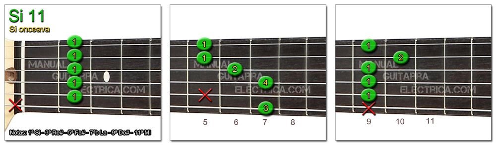 Acordes Guitarra Si Onceava - B 11